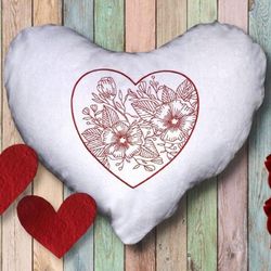 flower heart machine embroidery design 3 sizes digital files