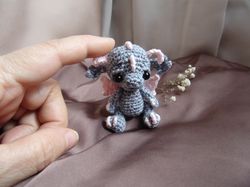 congratulation. crochet mini handmade dragon, gray dragon toy figurine, amigurumi miniature dragon, collectible toy .