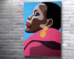 black queen painting woman original art african american art black woman