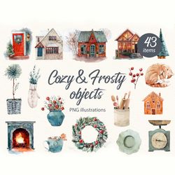 cozy&frosty watercolor objects