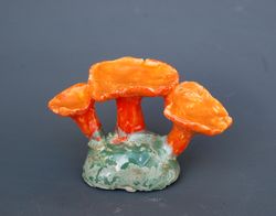 chanterelles figurine, magic yellow orange mushrooms ,handmade ceramic figurine, fairy style figurine ,home decor