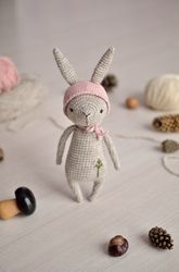 crochet woodland bunny toy, handmade plush animal