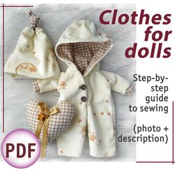 pdf clothes pattern for dolls, doll pajamas with night cap