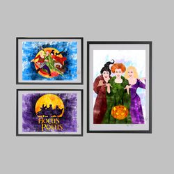 hocus pocus disney set art print digital files decor nursery room watercolor