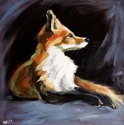 fox painting original art forest animals red fox portrait made to order