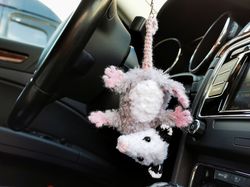 opossum car accessories, possum plush, car hanging, car ornament