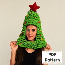 christmas tree hat crochet pattern, crochet patterns for christmas gifts, crochet christmas hat pattern for adult, xmas