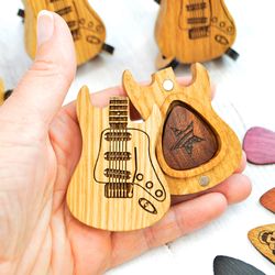 guitar pick case, personalized guitar gift for guitar player, guitar pick gift for dad, custom wooden guitar pick holder