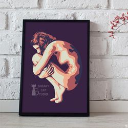 girl hugging her knees - light box template | diy | handmade | 3d papercraft (digital pdf)