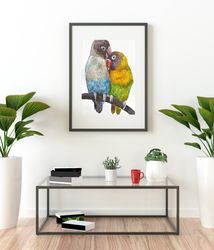 digital file,watercolor painting,parrots art,digital print,bird painting