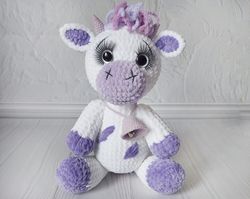 purple milky cow, crochet milk cow, cute farm animal