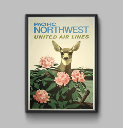 pacific northwest vintage travel poster, digital download