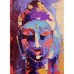 buddha painting meditation original art indian artwork yoga wall art  small oil art 8 by 6 inch artbyannast