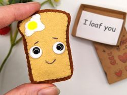 i loaf you, toast with egg, pocket hug in a box,  cute gift for girlfriend, matchbox long distance friendship gift