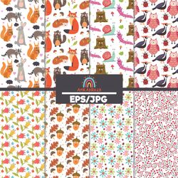 cute woodland animal forest pattern