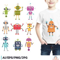 cartoon cute robot character clipart