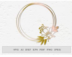 wreath with magnolia flowers, cut file, svg, dxf, png