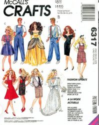 pdf copy sewing pattern mc calls 6317 clothes for barbie and dolls 11 1/2 inch