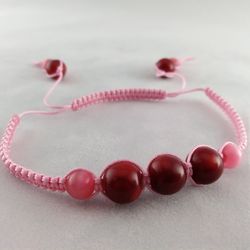 bracelet shambhala with red coral and "cat's eye"