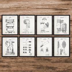 set of 8 bathroom patent posters, bathroom posters, bathroom blueprints, bathroom art, bathroom wall art, bathroom wall