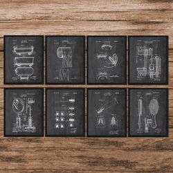 set of 8 bathroom patent posters, bathroom posters, bathroom blueprints, bathroom art, bathroom wall art, bathroom wall