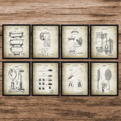 set of 8 bathroom patent posters, bathroom posters, bathroom blueprints, bathroom art, bathroom wall art, bathroom wall