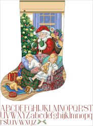 digital - vintage cross stitch pattern - christmas boot - pdf