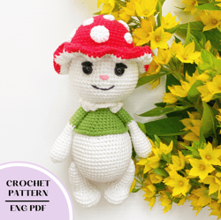 crochet mushroom toy pattern. amigurumi mushroom pattern pdf