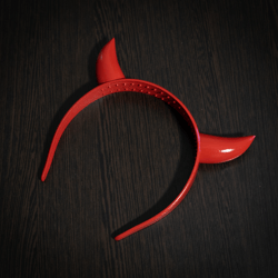 red devil horns on a headband