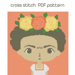 cross stitch, frida cross stitch pattern, pdf pattern /90/