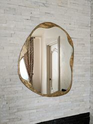 cloud wavy mirror asymmetrical mirror mirror with bronze curvy frame irregular mirror blob mirror