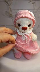 teddy bear doll, collectible teddy bear plushie. amigurumi toy. amigurumi animals.