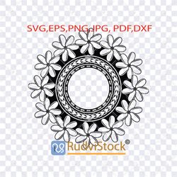 Tattoo Svg. Polynesian Svg tattoo Flowers Circle Frame.