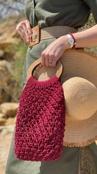 macrame bag, boho market shoulder bag, weekender bag,  eco net bag, beach tote bag, macrame tote