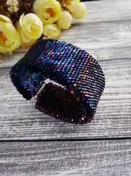 seed bead crochet bracelet , multicolored decoration bead bracelet