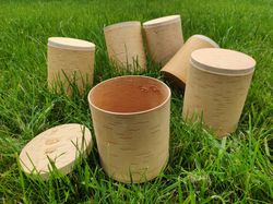 birch bark box, birch bark canister, tea box