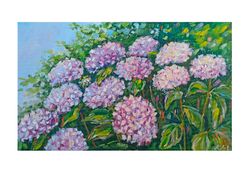 hydrangea flower oil painting artwork original art floral wall art