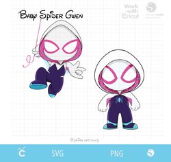 2 svg baby ghost spider svg, baby spidey svg cut file, spider girl svg, gwen spider svg, spidergirl clipart