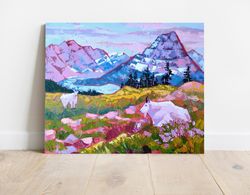 glacier painting national park landscape mountains montana original art