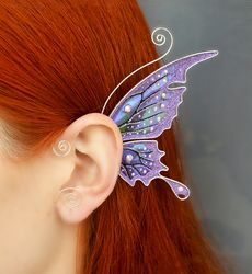 fairy wing ear cuff no piercing, fairy wing ear wrap, butterfly earring