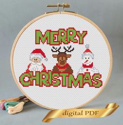 christmas santa pattern cross stitch diy