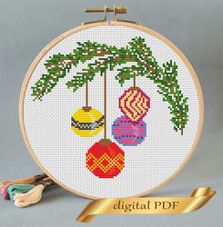 christmas tree balls pattern cross stitch diy