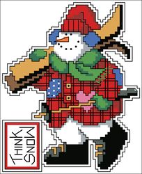 digital - vintage cross stitch pattern - snowman - pdf