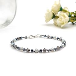 cute gray glass bead crochet bracelet rosary style beaded bracelet stylish macrame bracelet