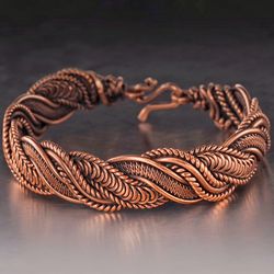 Unique Handmade Copper Wire Wrapped Bracelet Woven Wire Copper Jewelry 7th Anniversary Gift Wirewrapart Jewelry Unisex