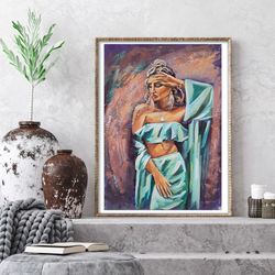 woman painting portrait original art beautiful girl oil painting canvas wall art