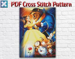 beauty and the beast cross stitch pattern / disney princess belle cross stitch pattern / disney pdf cross stitch chart