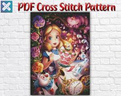 alice in wonderland cross stitch pattern / disney cross stitch pattern / cartoon pdf cross stitch pattern / counted pdf