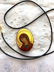virgin mary | orthodox icon | mother of god | theotokos | icon pendant | icon necklace | miniature icon | catholic icons