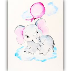 elephant painting animal original art baby illustration watercolor artwork small painting by larisaray